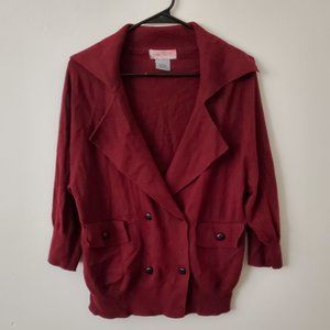 Burgandy Double Breasted Knit Cardigan